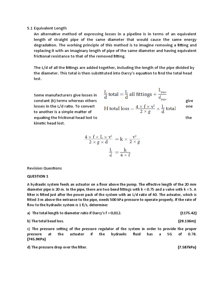 Hydraulic System Loss Analysis | PDF | Mechanics | Liquids