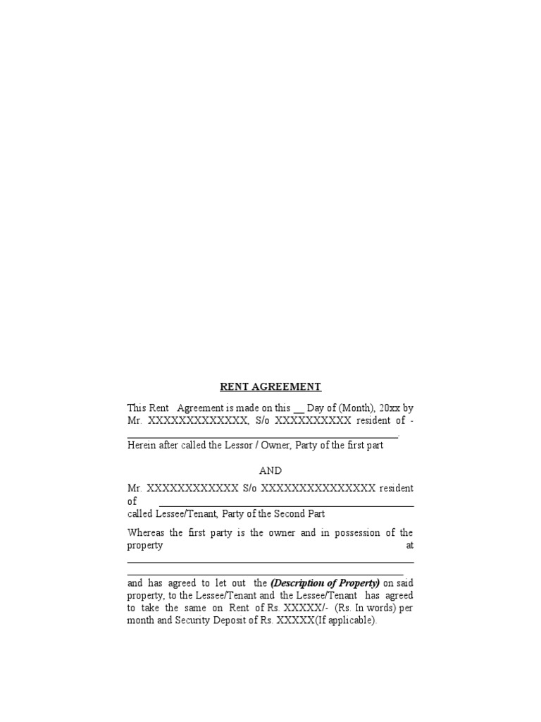 Simple Rent Agreement | PDF | Lease | Leasehold Estate