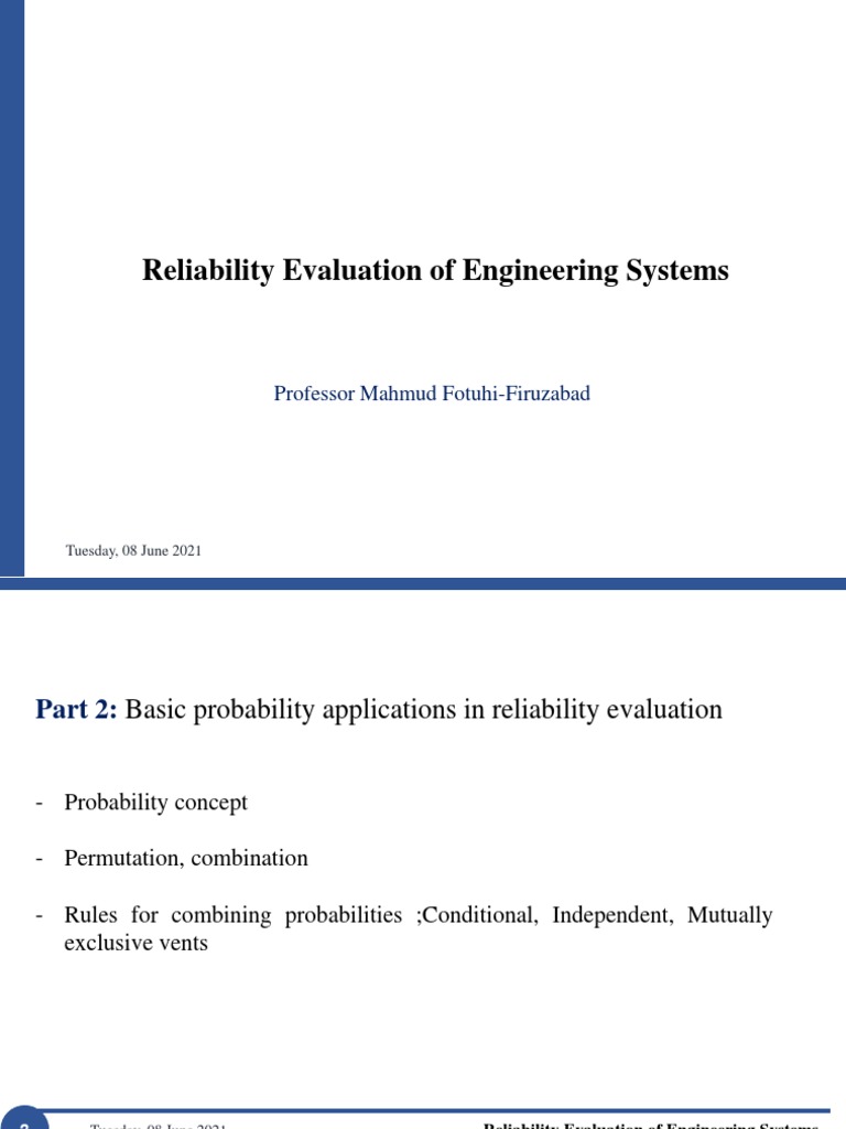 Engineering Systems Reliability Evaluation | PDF | Reliability ...