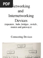 Networking and Internetworking Devices: (Repeaters, Hubs, Bridges, Switch, Routers and Gateways)