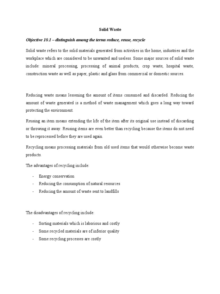 Understanding the 3 R's of Waste Management | PDF | Recycling | Paper