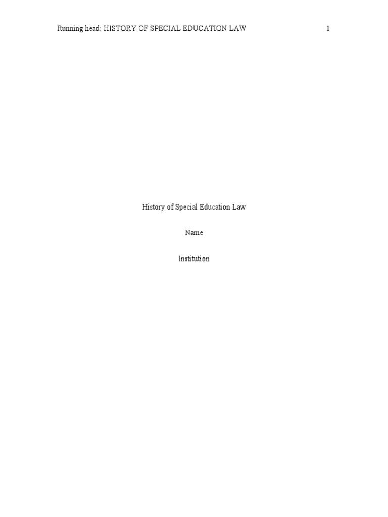 History of Special Education PDF Special Education Individualized