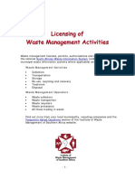 SA Waste Management Licensing Requirements and Regulations