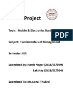 Project: Topic: Mobile & Electronics Business Plan