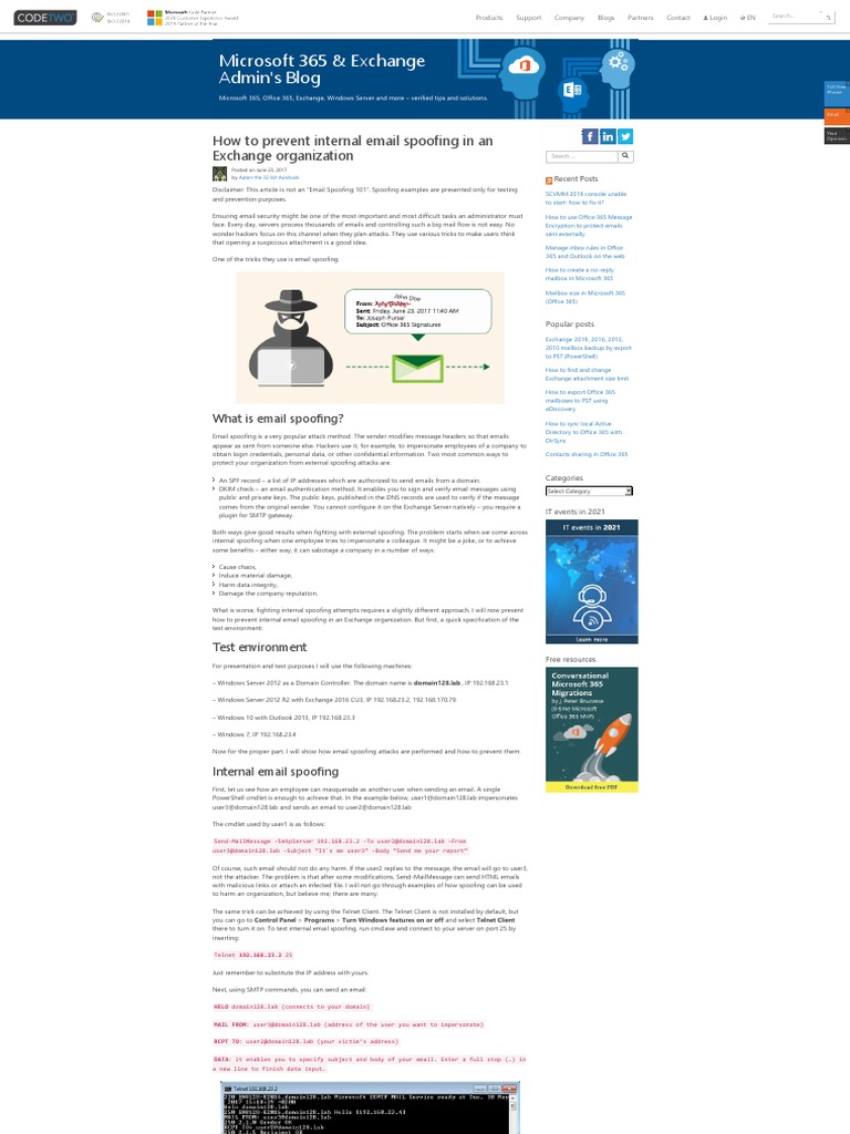 How To Prevent Internal Email Spoofing in Exchange | PDF | Port ...