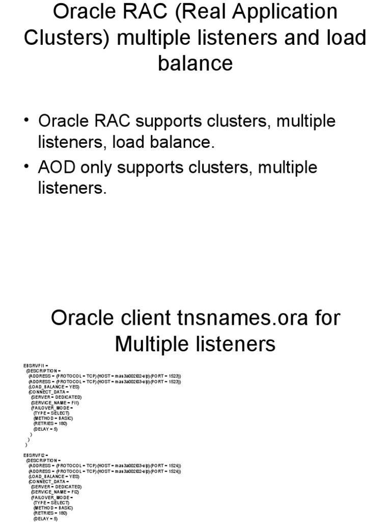 Oracle RAC Training For Multiple Listener Load Balance Active Active