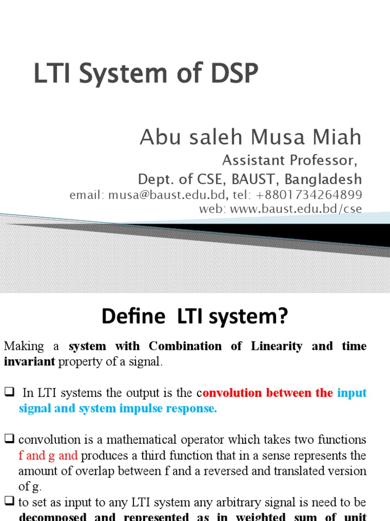 Understanding LTI Systems in DSP | PDF | Autocorrelation | Convolution