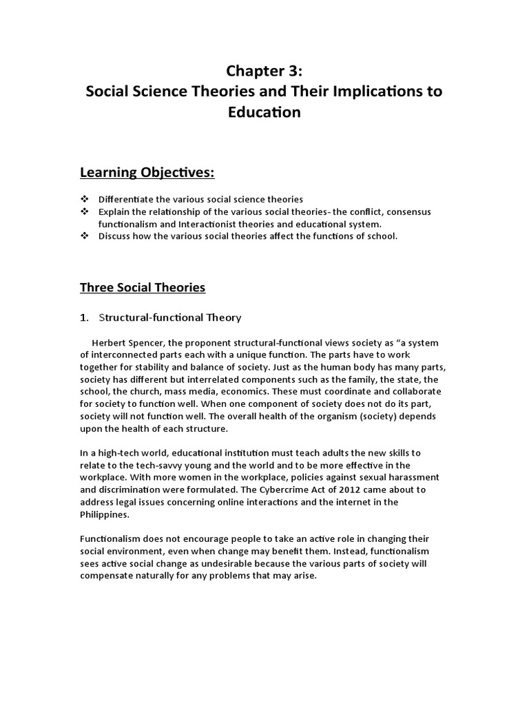 Social Theories in Education Explained | PDF | Human Nature ...