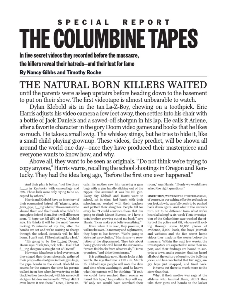 The Columbine Tapes: The Natural Born Killers Waited | PDF | Violence