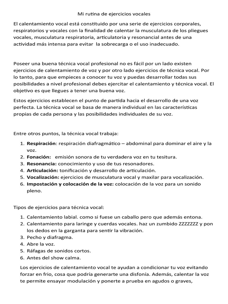 Ejercicios para Calentar la Voz | PDF | Naturaleza