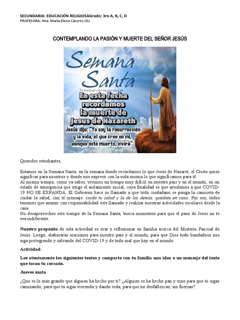 Oración y Reflexión en Semana Santa | PDF | Cristo (título) | Oración
