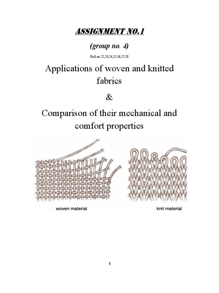Assignment No. 1 TE Group No.4 | PDF | Textiles | Knitting