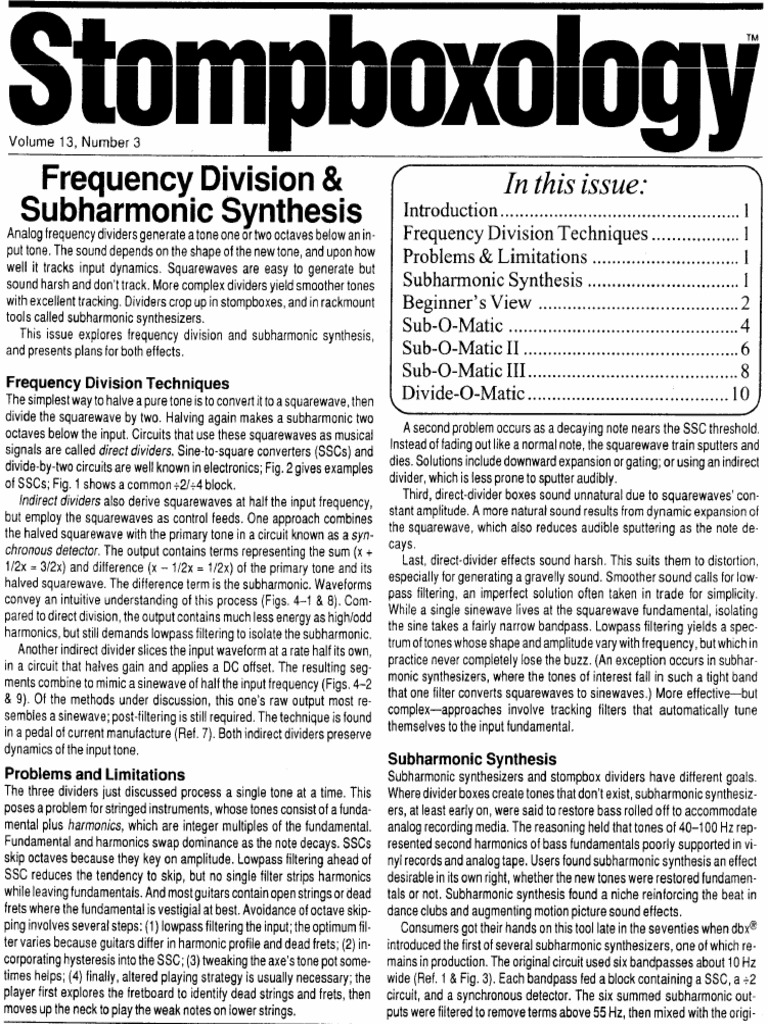 Stompboxology - Freq Div Sub Synth | PDF