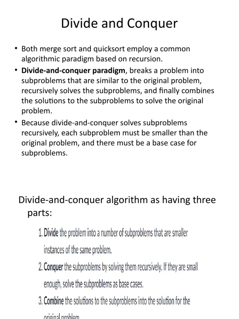 Divide and Conquer Algorithm | PDF | Algorithms And Data Structures ...