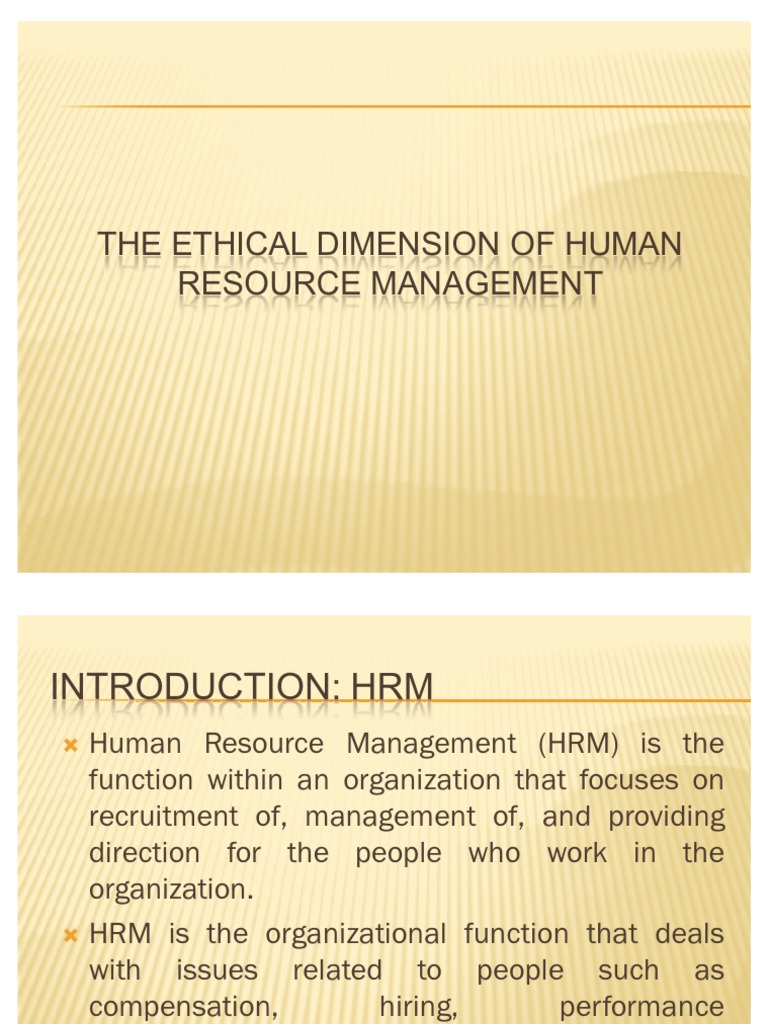 Ethical Dimensions in HR Management | PDF | Human Resource Management ...
