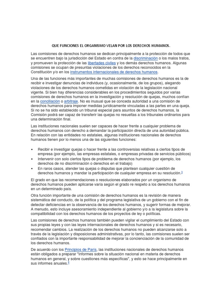 Que Funciones El Organismo Velan Por Los Derechos Humanos | PDF | Etica ...