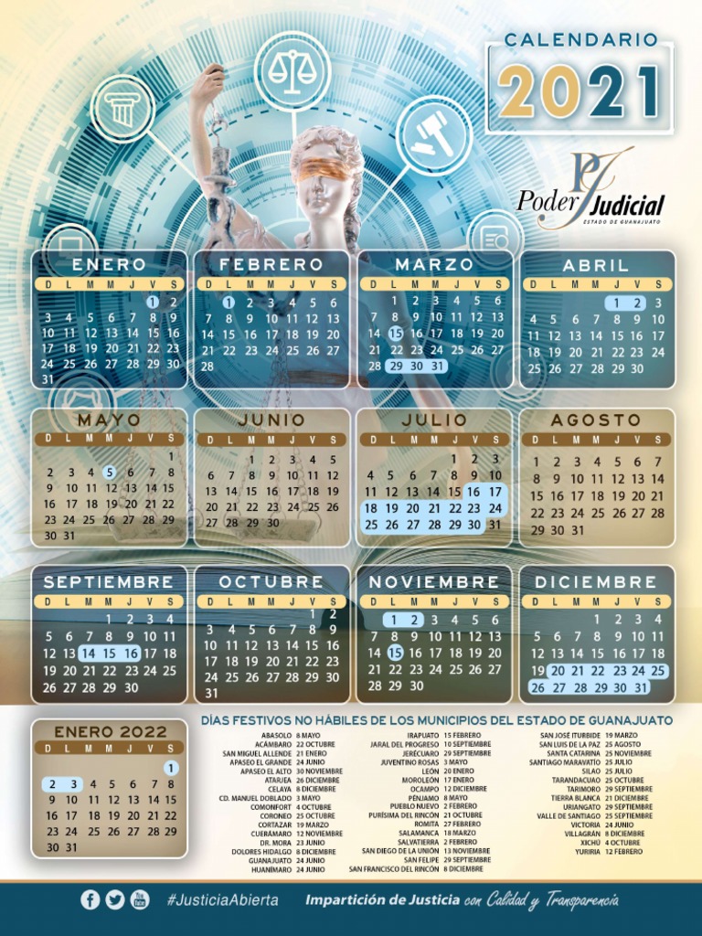 Calendario Poder Judicial Guanajuato 2021 | PDF