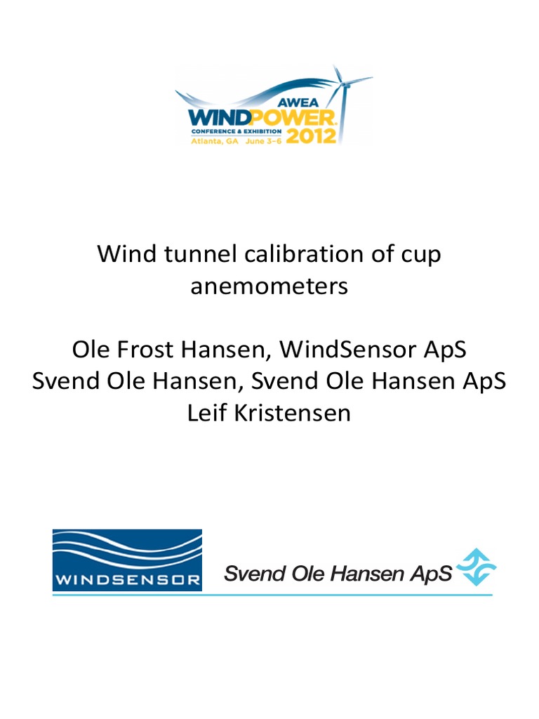 Wind Tunnel Calibration of Cup Anemometers AWEA Version June 11 PDF