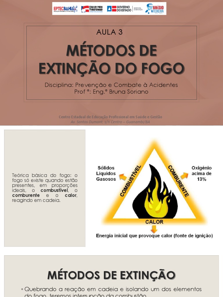 Métodos de Extinção do Fogo | PDF | Combustão | Química Física