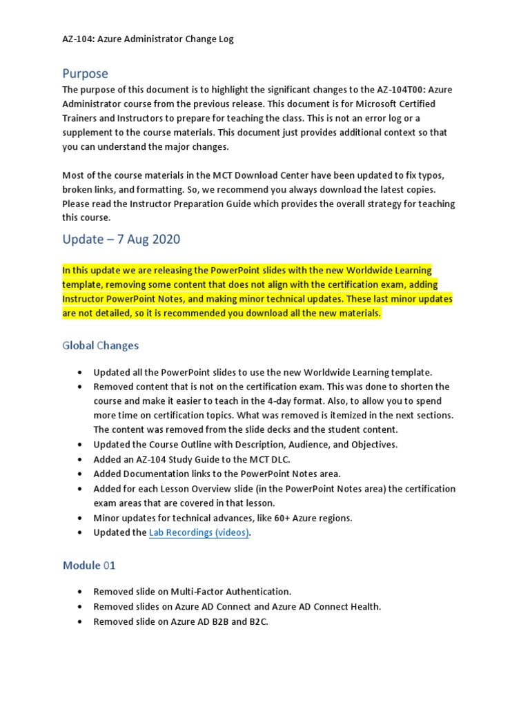 AZ-104 Azure Administrator Course Updates | PDF | Virtual Private ...