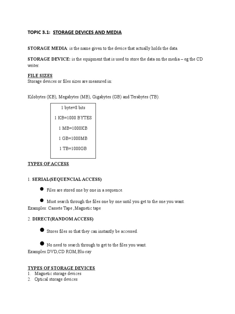 3.storage Devices and Media | PDF | Computer Data Storage | Compact Disc