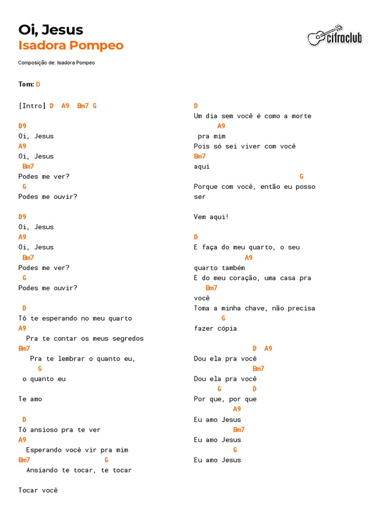 Oi Jesus - Cifra e Letra | PDF | Música gravada | Álbuns