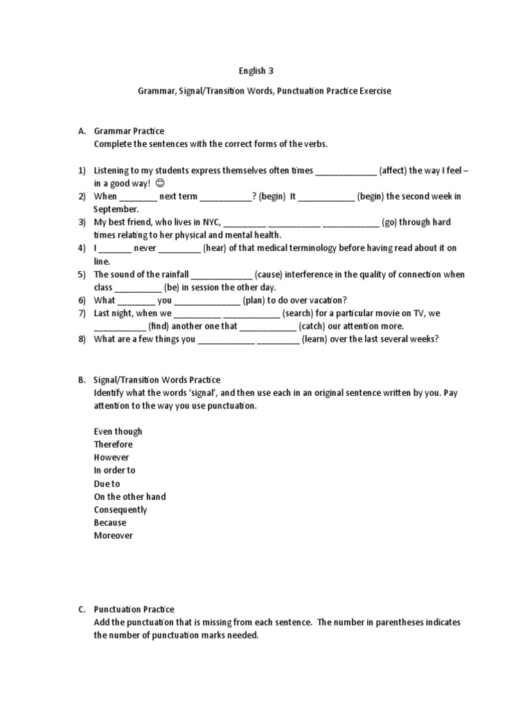 Punctuation and Grammar Practice Guide | PDF | Human Communication ...