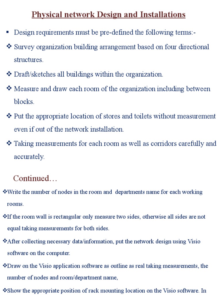 Physical Network Design and Installations | PDF | Node (Networking ...