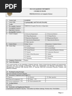 Cryptography and Network Security: Sultan Qaboos University Course Outline PROGRAM: B.Sc. in Computer Science