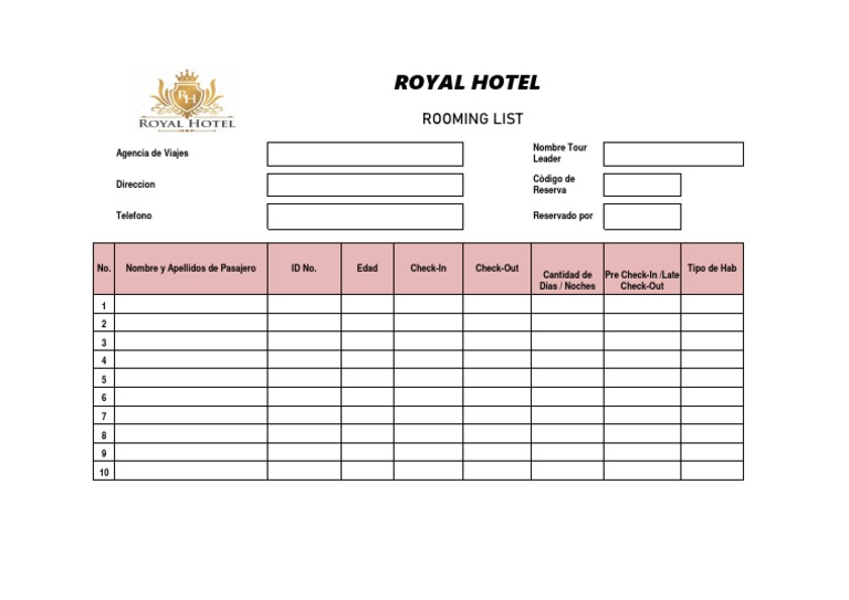 Modelo de Rooming List1 PDF