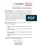 Política de Seguridad Industrial y Salud Ocupacional