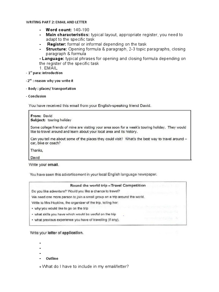 Writing Part 2 Email and Letter | PDF
