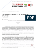 THE PRINCIPLES OF LIABILITY ON TELEMEDICINE PRACTICES - Fakultas Hukum Universitas Pattimura - Indonesia
