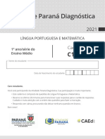 Atividade Paraná Diagnóstica de Língua Portuguesa e Matemática para 1o ano do Ensino Médio