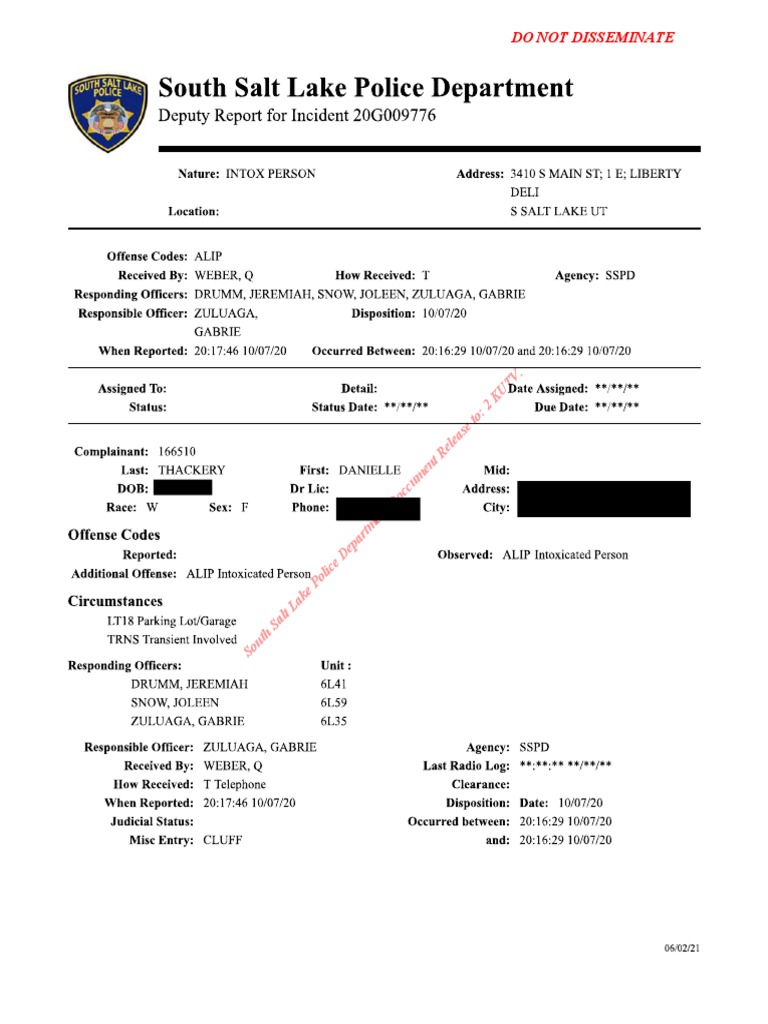 South Salt Lake Police Document Release | PDF