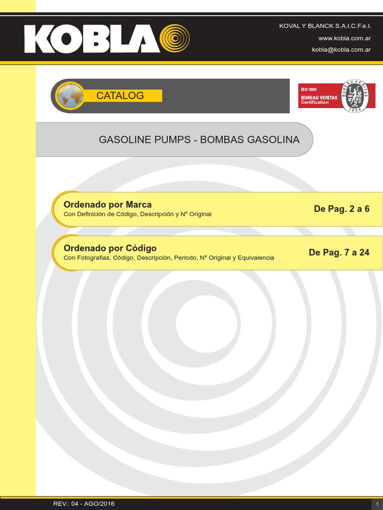 KOBLA Gasoline Pumps Catalog Rev02 | PDF | Chevrolet | Industries
