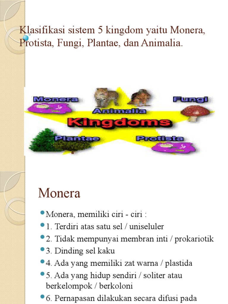 Klasifikasi Sistem 5 Kingdom Yaitu Monera, Protista | PDF | Kesehatan  Holistik