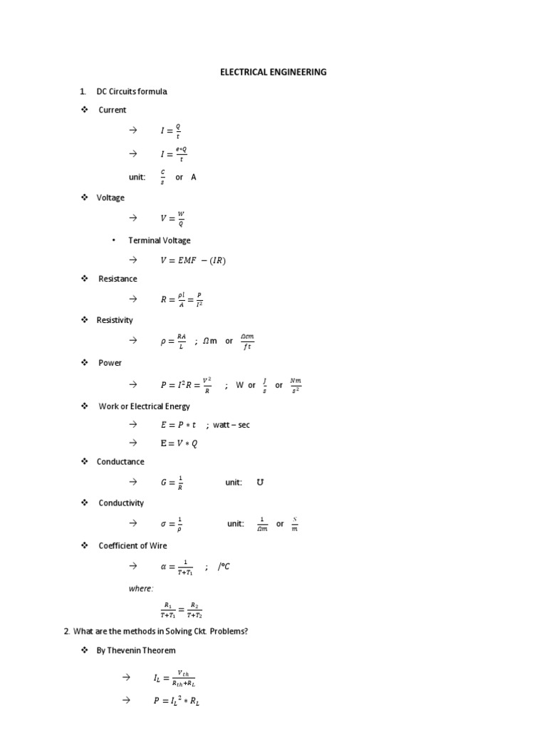 ElectricalEngineering Formulas PDF Ac Power Inductance