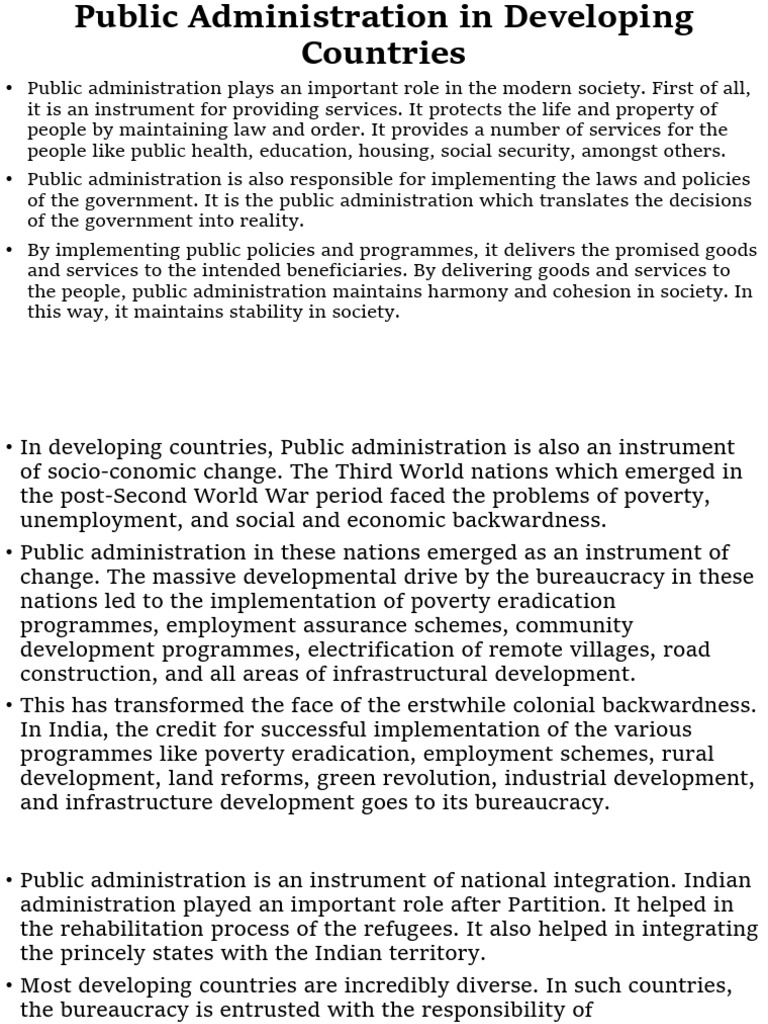 Public Administration In Developing World Pdf Bureaucracy State