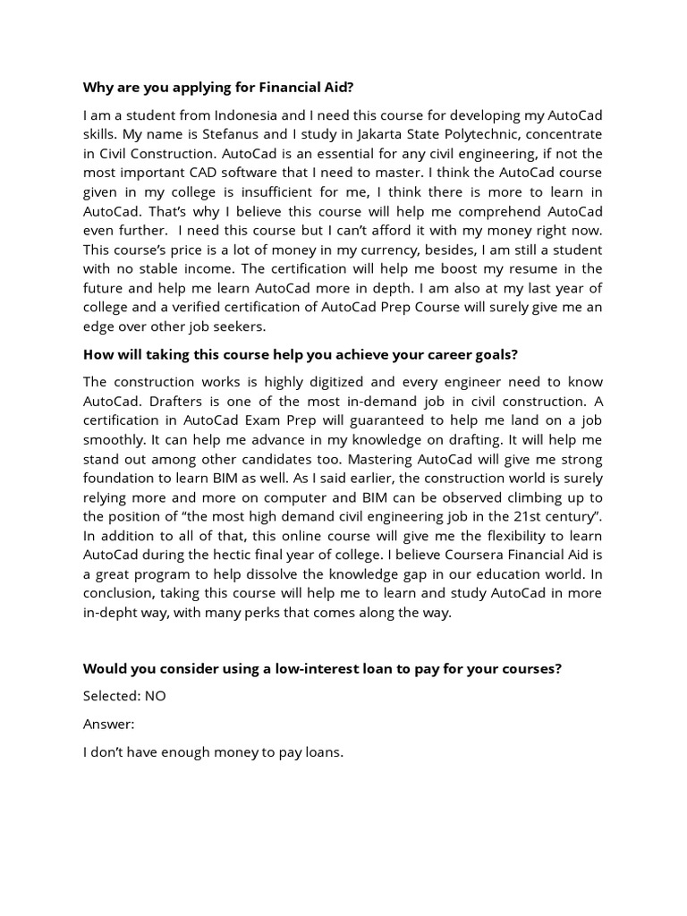 Financial Aid Application Pdf