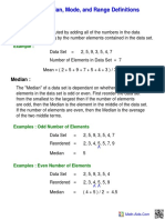 Mean, Median, Mode, and Range Definitions