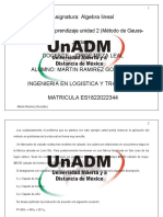 Evidencia de Aprendizaje Unidad 2 (Método de Gauss - Jordan)