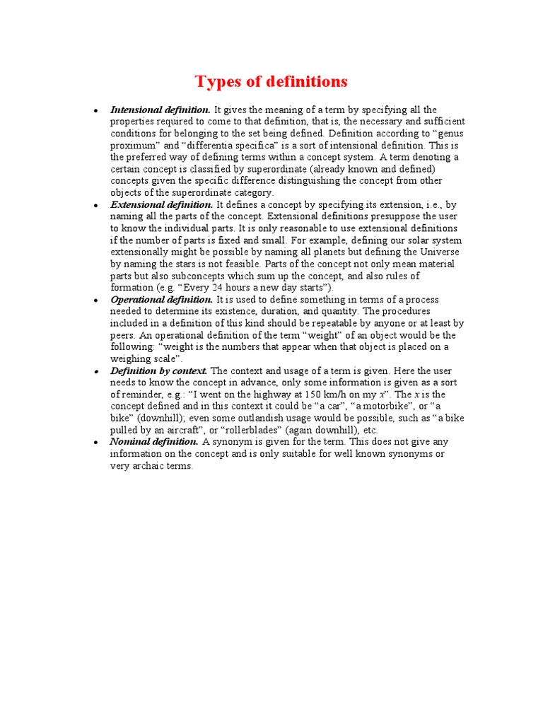 Types of Definitions PDF