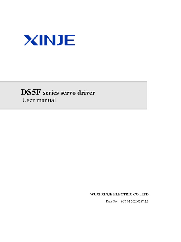 Xinje Servo Ds5f Manual PDF Power Supply Electric Motor