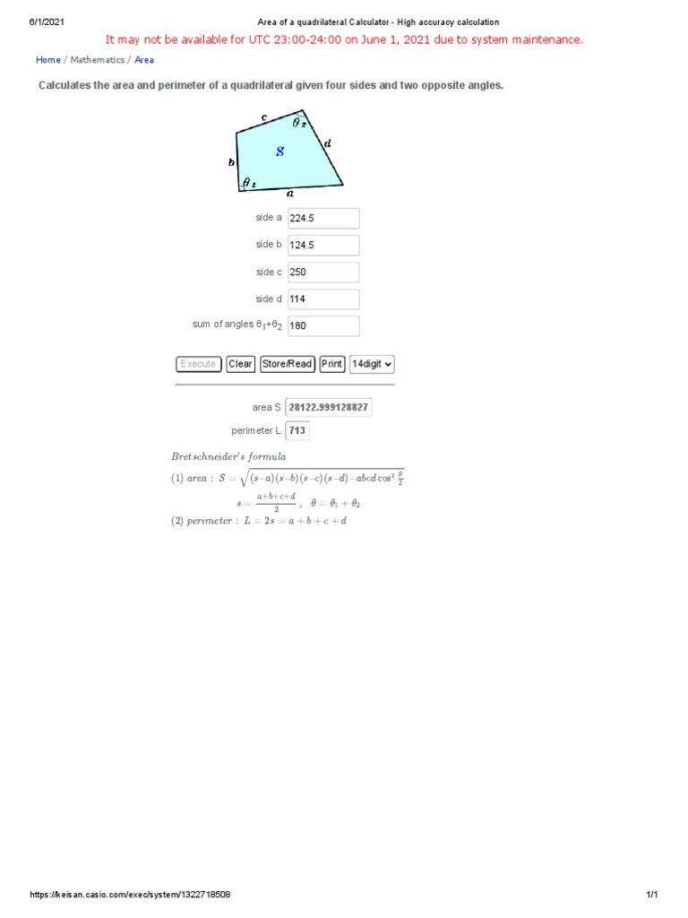Area of A Quadrilateral Calculator High Accuracy Calculation PDF