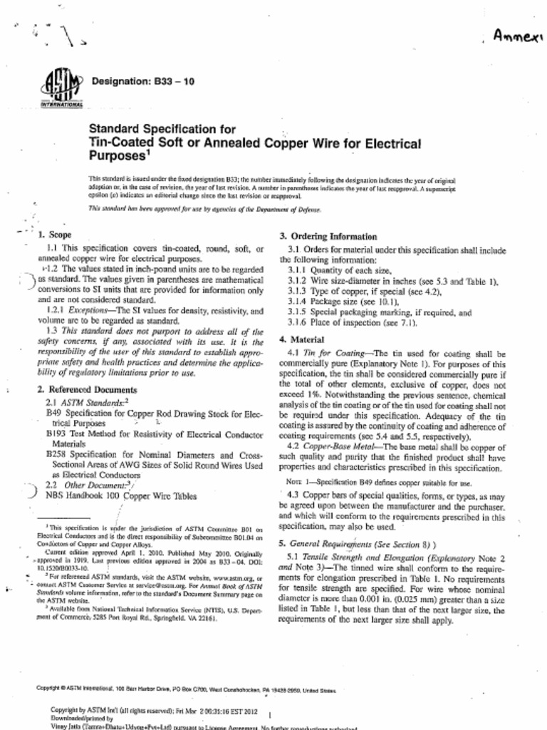 Astm B33 TPC | PDF