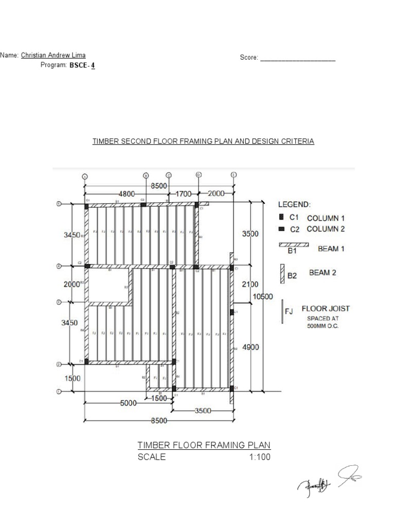 Bsce-4: Timber Second Floor Framing Plan and Design Criteria | PDF ...
