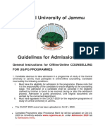 Central University of Jammu: General Instructions For Offline/Online COUNSELLING For Ug/Pg Programmes