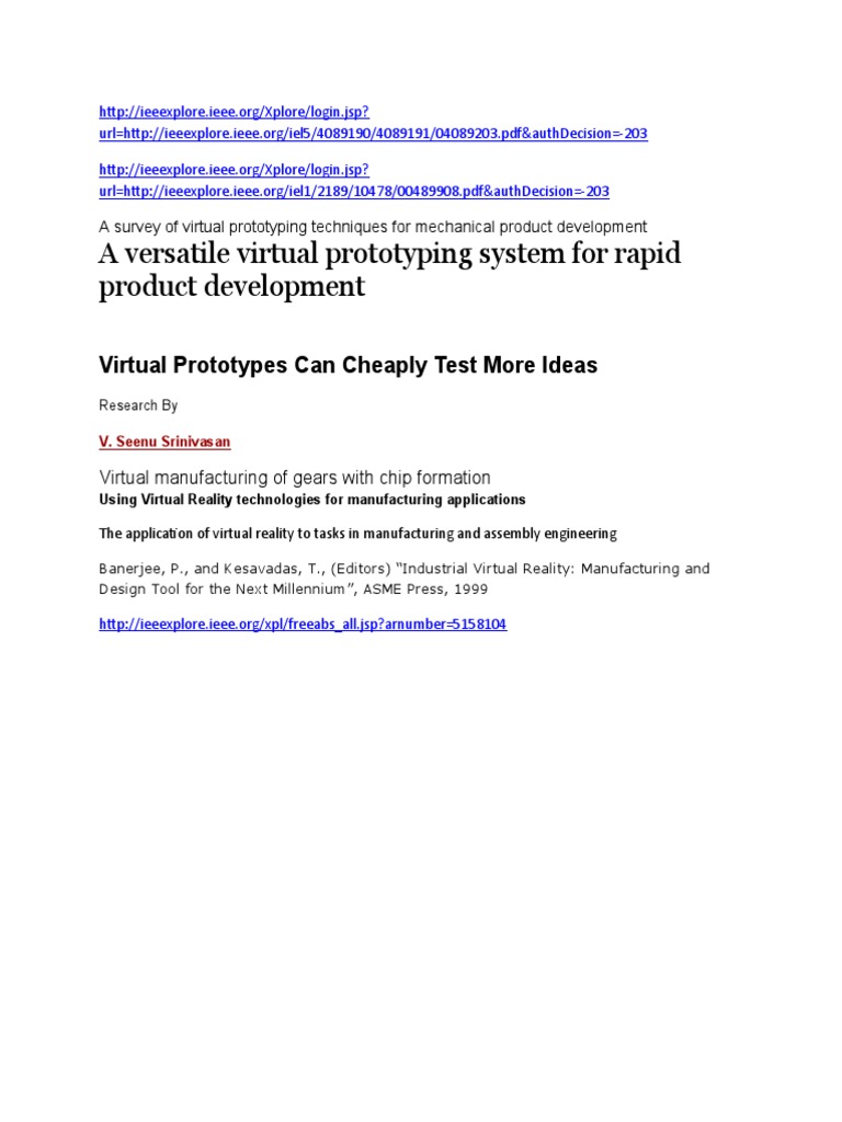 Virtual Prototyping Techniques Survey | PDF | Technology & Engineering