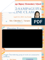Grade 2-Sampaguita Online Class: Disiplina Village Bignay Elementary School